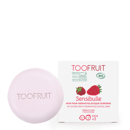 Sensibulle pain dermatologique Fraise Framboise bio 85 g - Toofruit